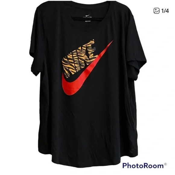 NIKE Tee Shirt 2XL Black cheetah Animal print logo. Stretchy and Comfortable! - Picture 1 of 3